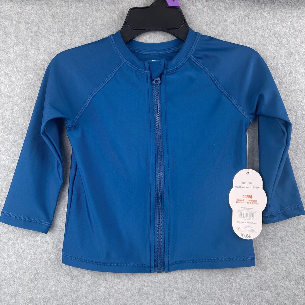 Wonder Nation Blue Long Sleeve Swim Rash Guard Size 12 months
